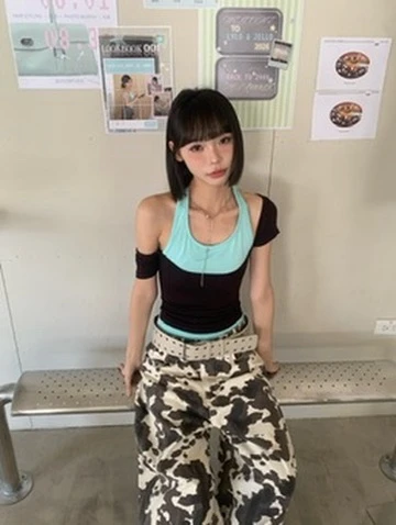 LYLO KR選品｜S13 LAYER TOP 假兩件撞色上衣_薄荷綠