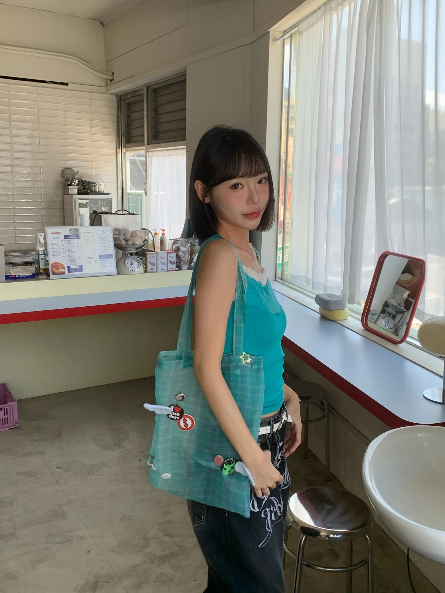 品牌網紗袋(不含別針)_綠/粉