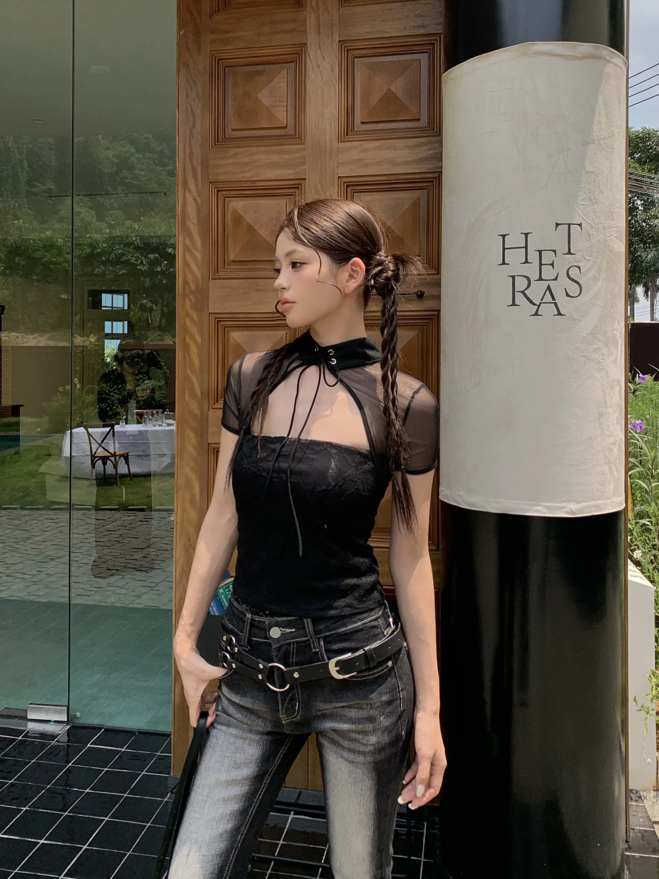 Lace collar top新中式上衣_黑