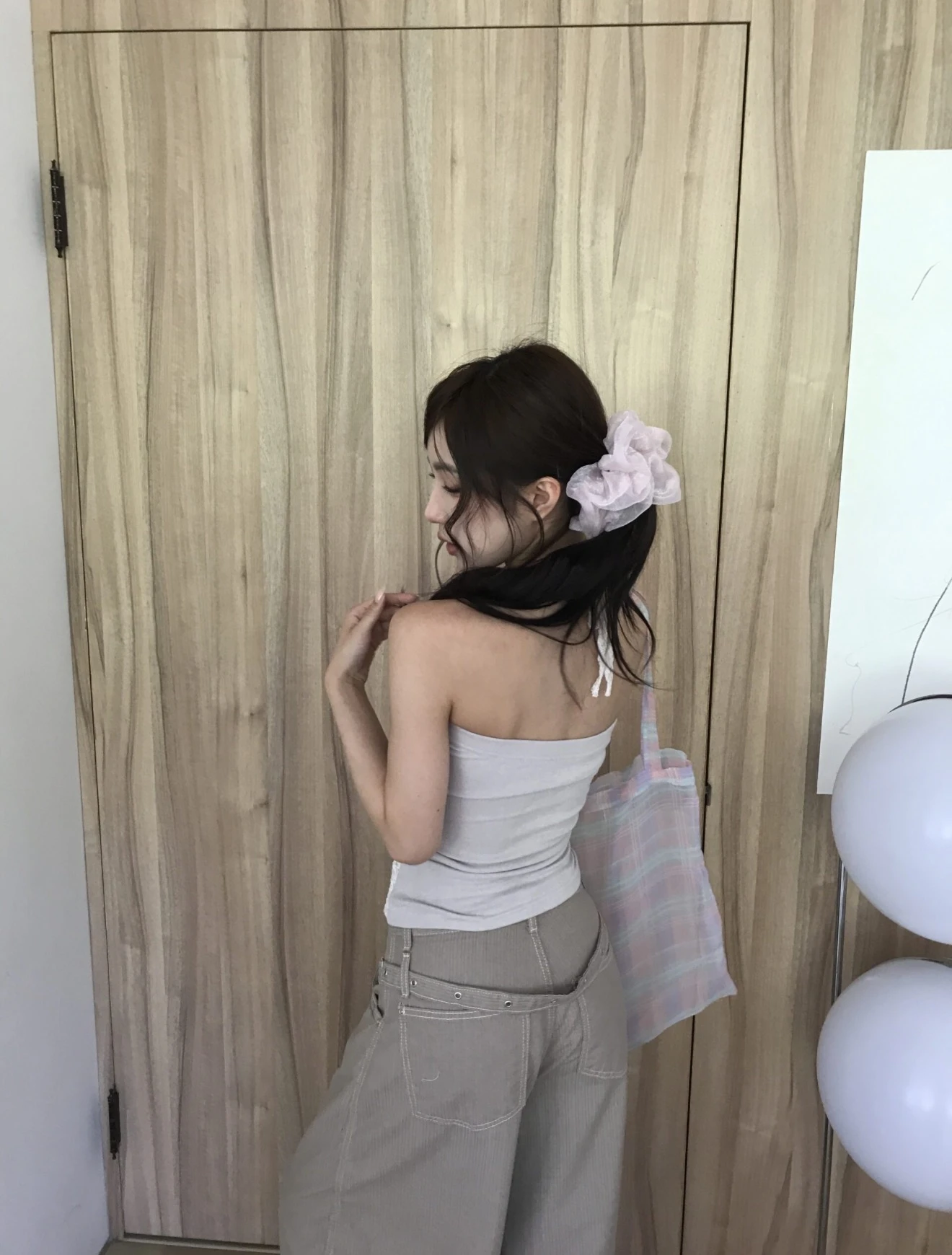 🇰🇷 KJ1 706 假兩件平口蕾絲V領掛脖