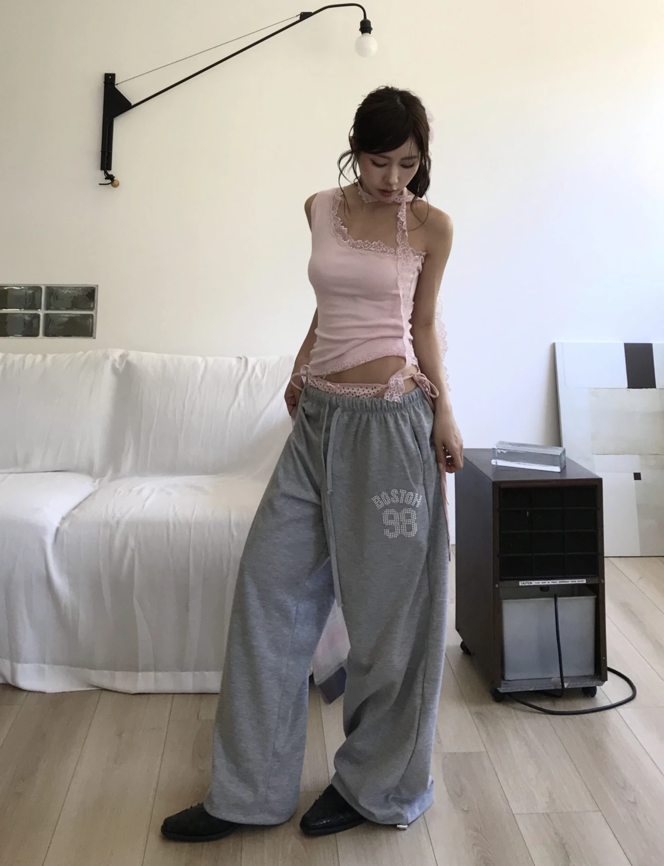 🇰🇷KJ1 717 假兩件綁腰層次長褲