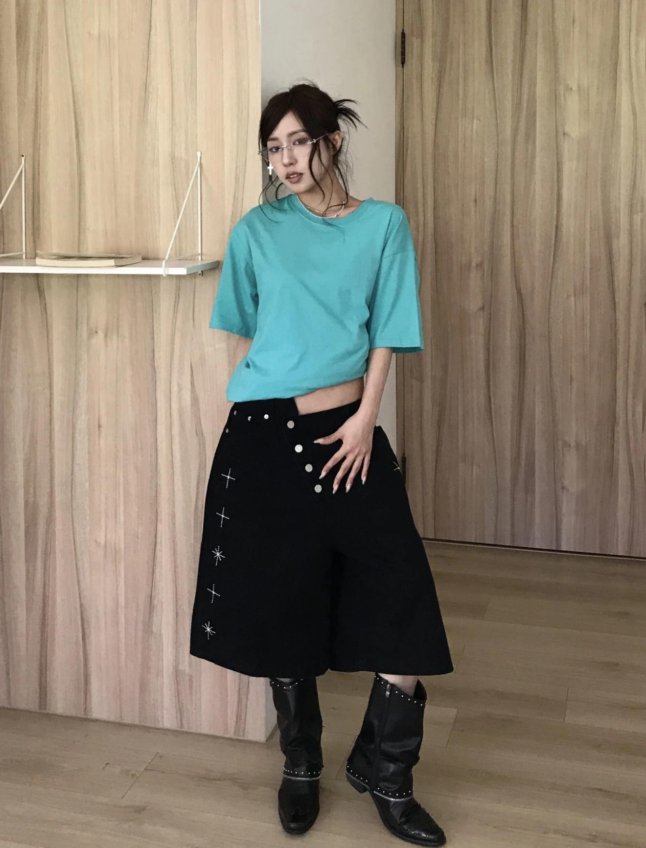 🇰🇷KJ1 733 放射刺繡牛仔褲