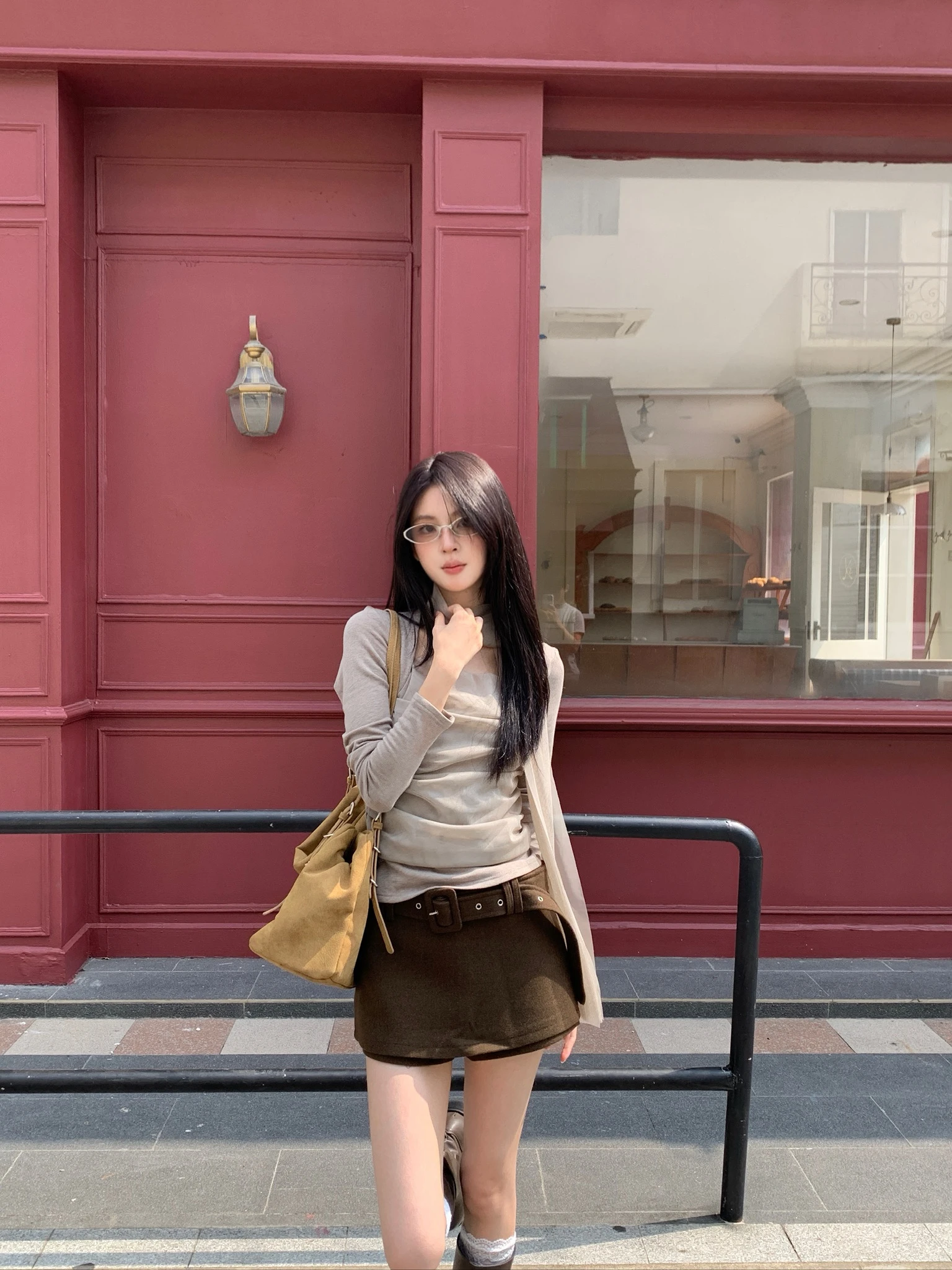 CO4 07 Scarf Layered 絲巾疊搭兩件套＿灰