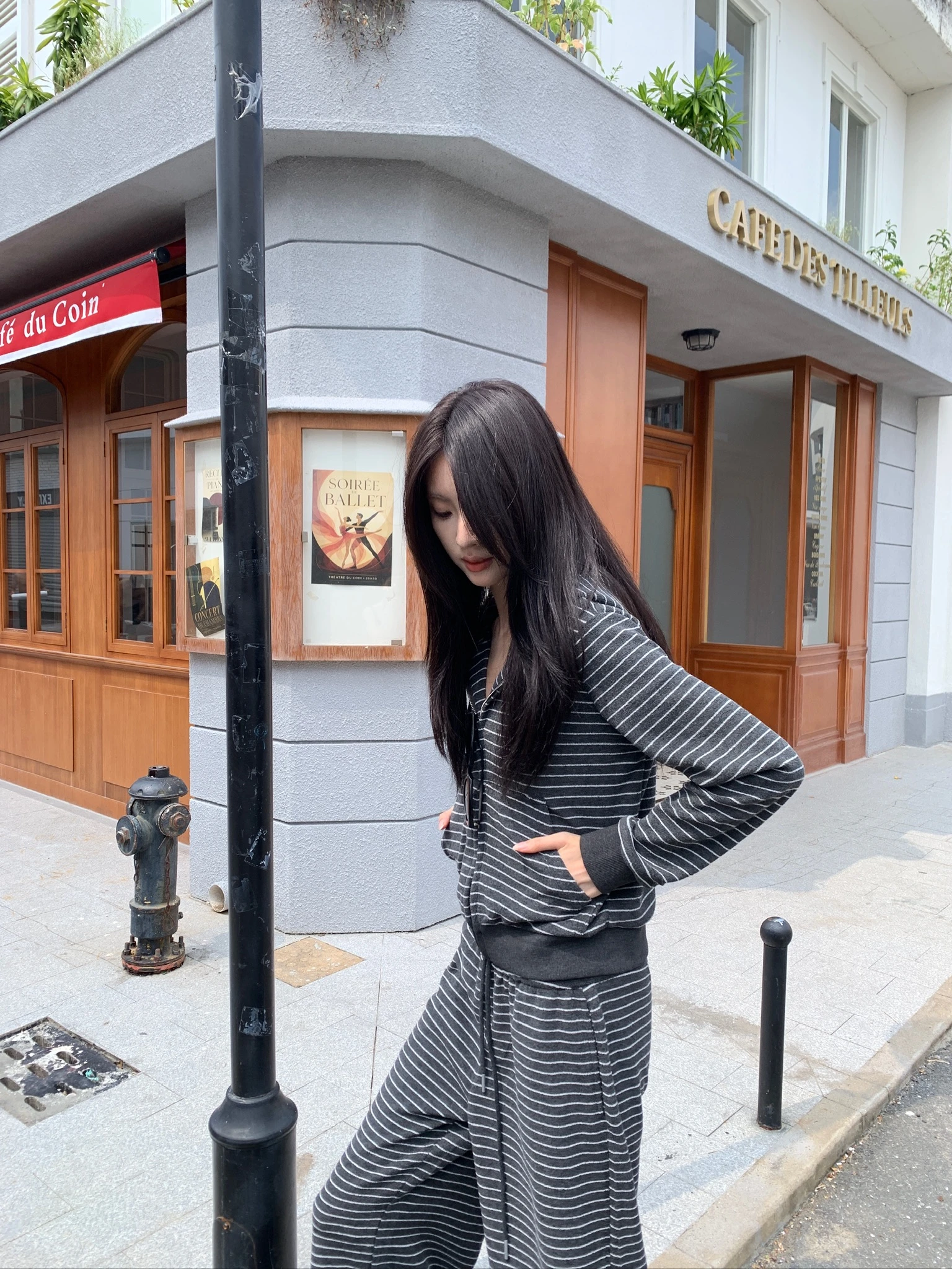 CO4 16 Retro Striped Zip-Up 條紋拉鍊外套＿灰