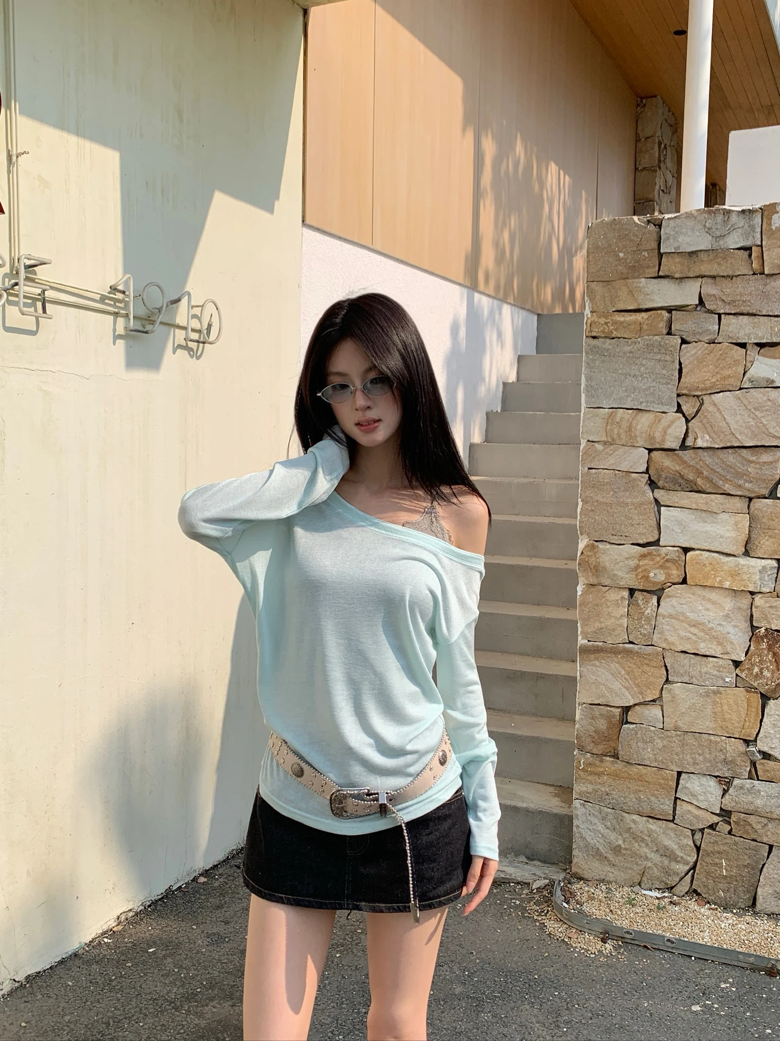 CO4 08 Basic Off-Shoulder 薄款百搭一字領＿薄荷