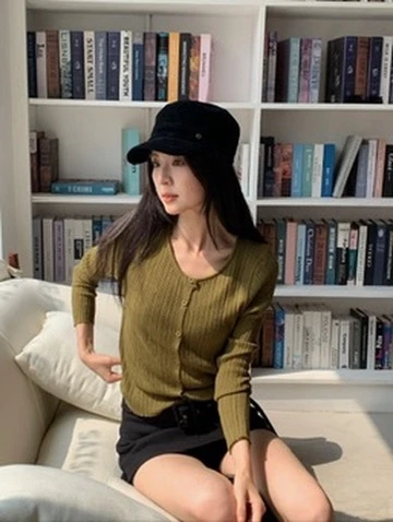 CO4 20 Layered Knit Long Sleeve 假兩件針織上衣＿綠