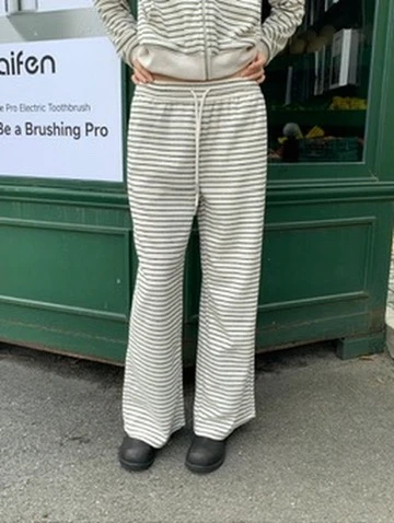 CO4 15 Retro Striped Pants 慵懶復古條紋休閒褲＿杏