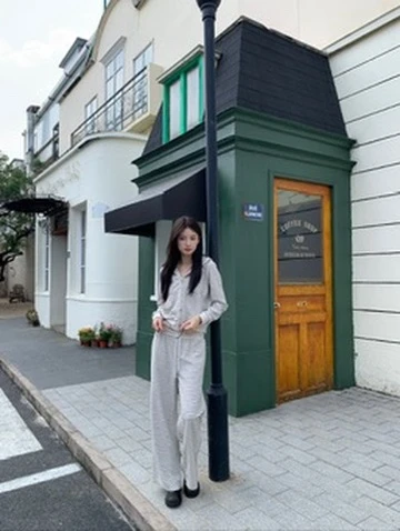 CO4 15 Retro Striped Pants 慵懶復古條紋休閒褲＿杏