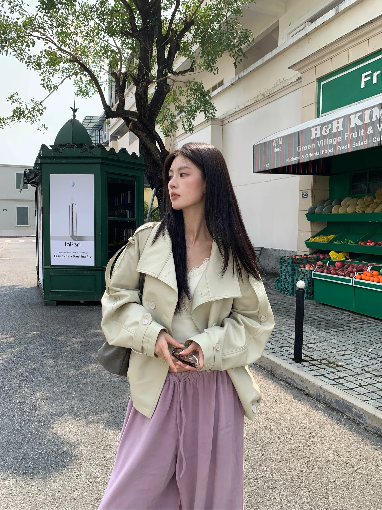 CO4 10 Leather Trench 摩登皮風衣＿米白
