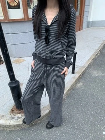 CO4 15 Retro Striped Pants 慵懶復古條紋休閒褲＿灰