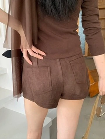 CO4 18 Suede Mini Skirt 復古麂皮短裙＿卡其