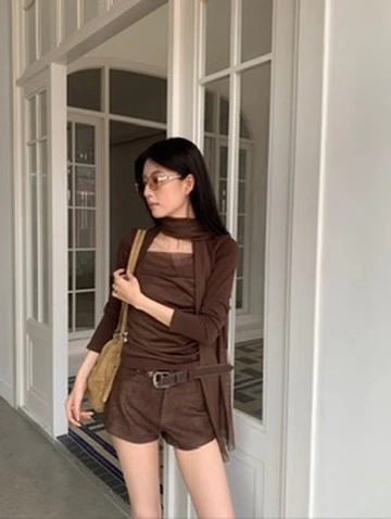 CO4 18 Suede Mini Skirt 復古麂皮短裙＿卡其