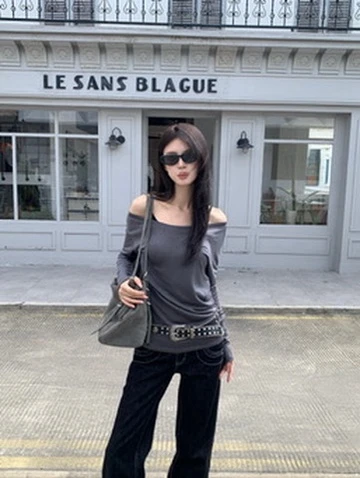 CO4 08 Basic Off-Shoulder 薄款百搭一字領＿灰