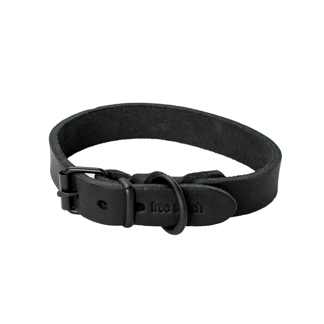 free stitch  Oiled Leather Braided Collar |黑色皮格項圈