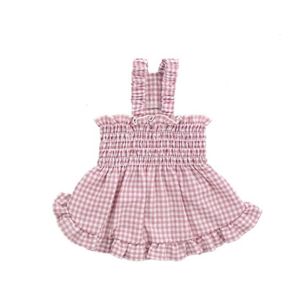 Anti-mosquito pleated plaid dress ｜防蚊蟲褶皺格紋洋裝 （紫色）