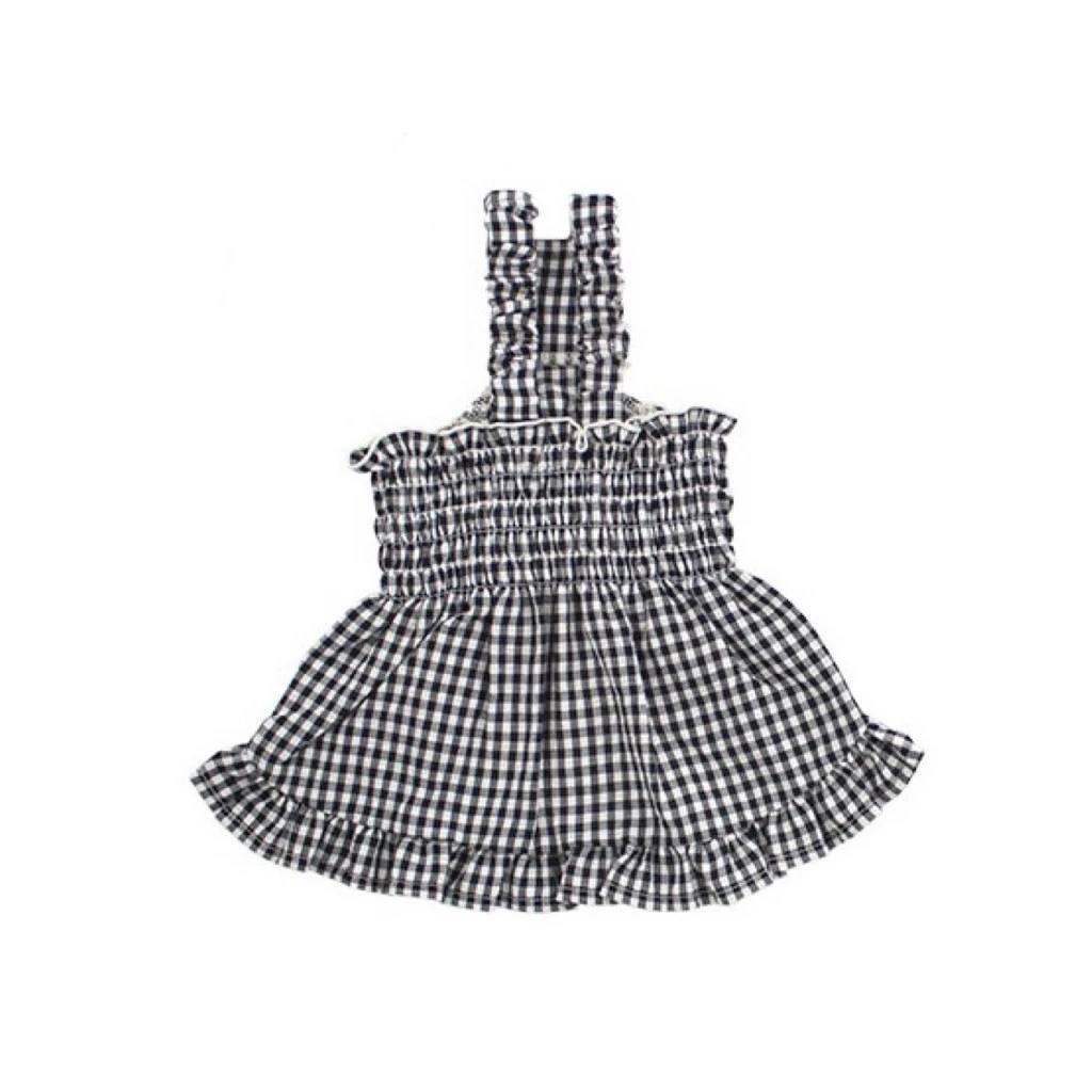 Anti-mosquito pleated plaid dress ｜防蚊蟲褶皺格紋洋裝 （黑色）