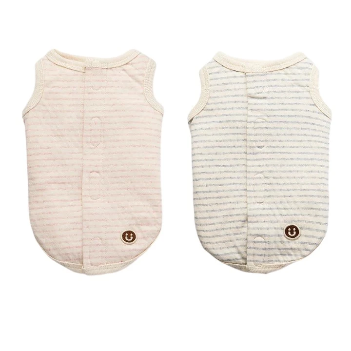 Organic cotton striped top | 棉條紋背開釦上衣