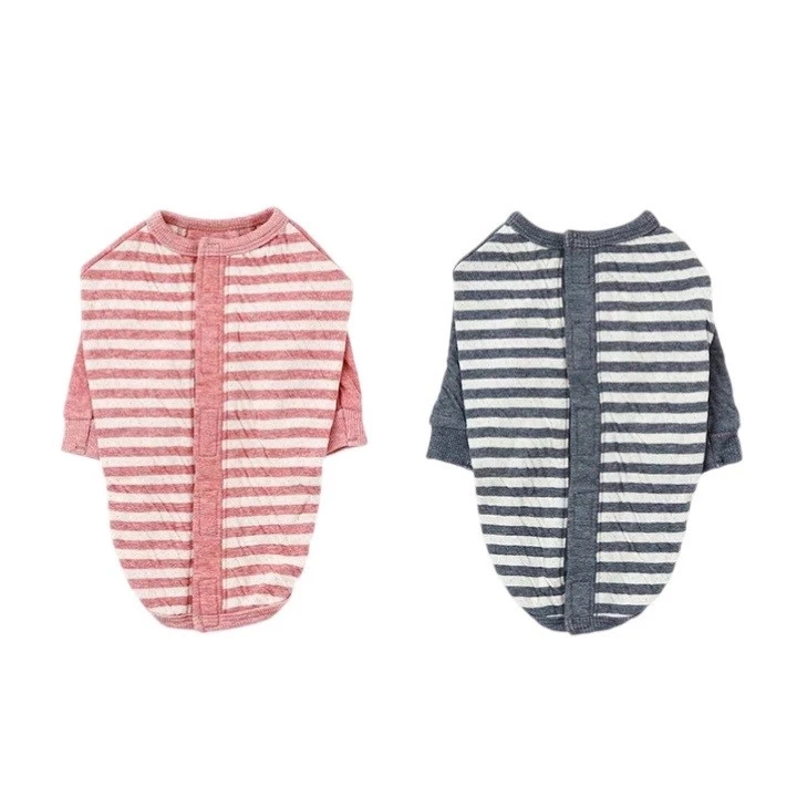 Organic cotton button-back striped long-sleeve shirt|有機棉背扣式條紋長袖衫