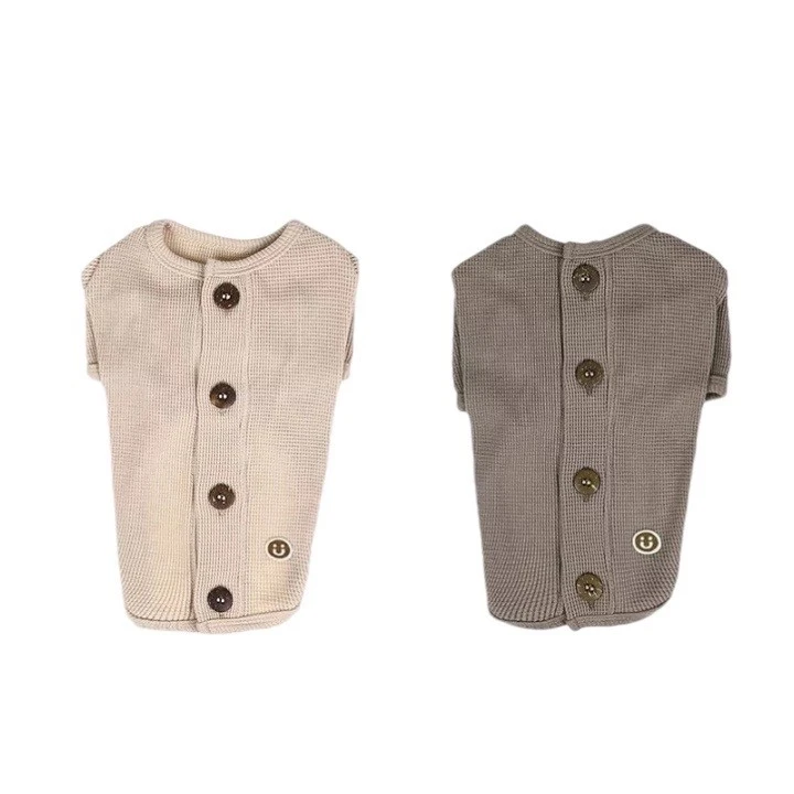 Organic cotton waffle button-back top  ｜有機棉華夫格背釦上衣