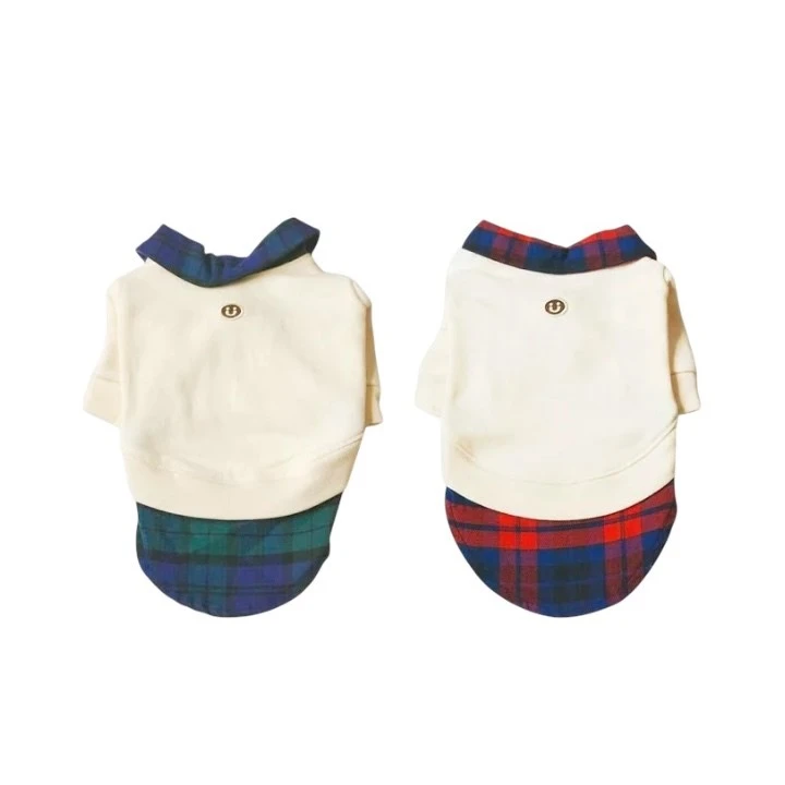 Organic cotton plaid two-piece top ｜有機棉格紋二件式上衣