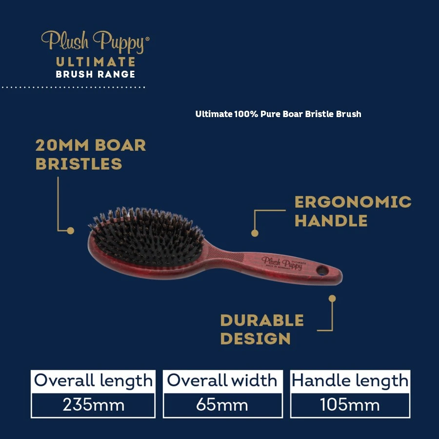 Ultimate Pure Boar Bristle｜ Brush PLUSH PUPPY 德製豬鬃梳柄梳