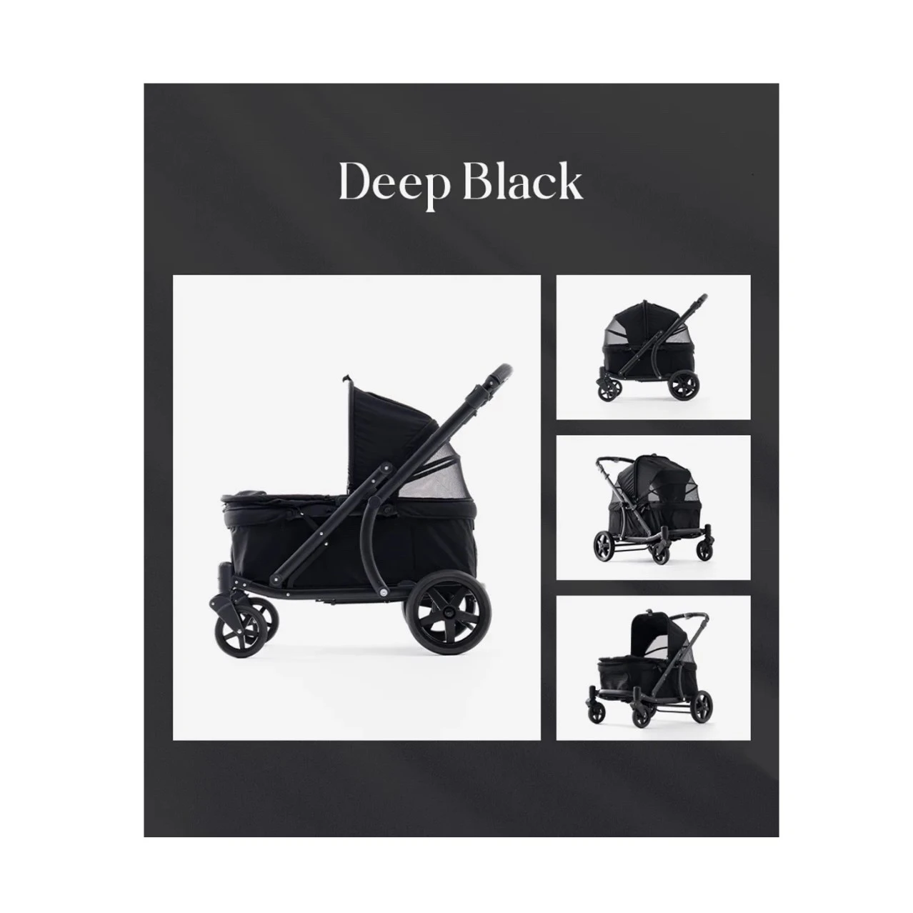 韓國POMPOLARR低重心秒收寵物推車-Deluxe加大款-豪華黑