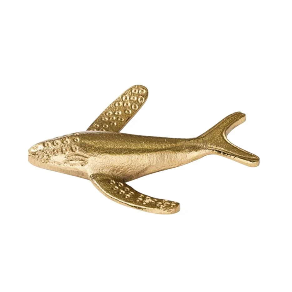 復古金色鋁製動物擺飾｜鯨魚