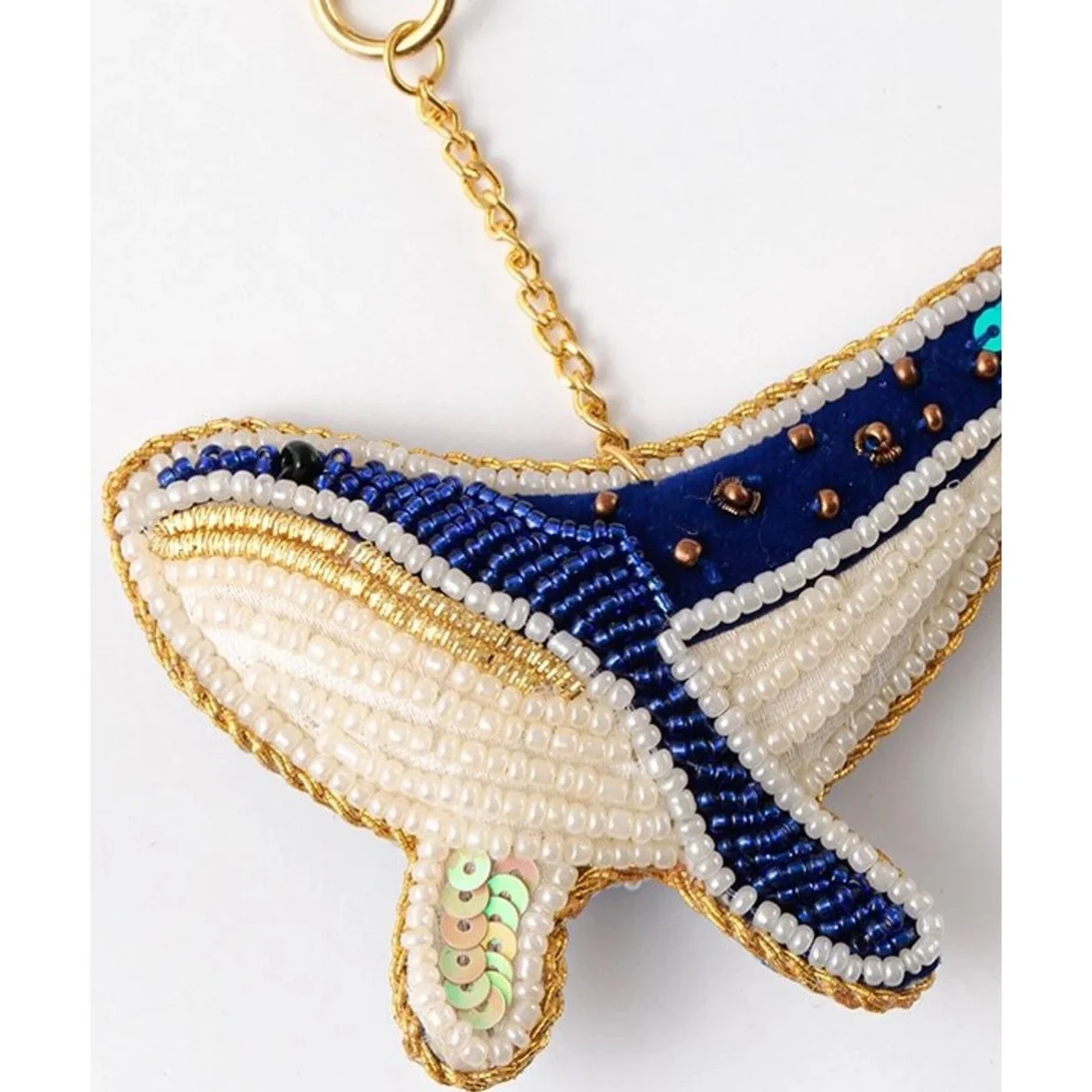 印度手工刺繡動物吊飾｜鯨魚