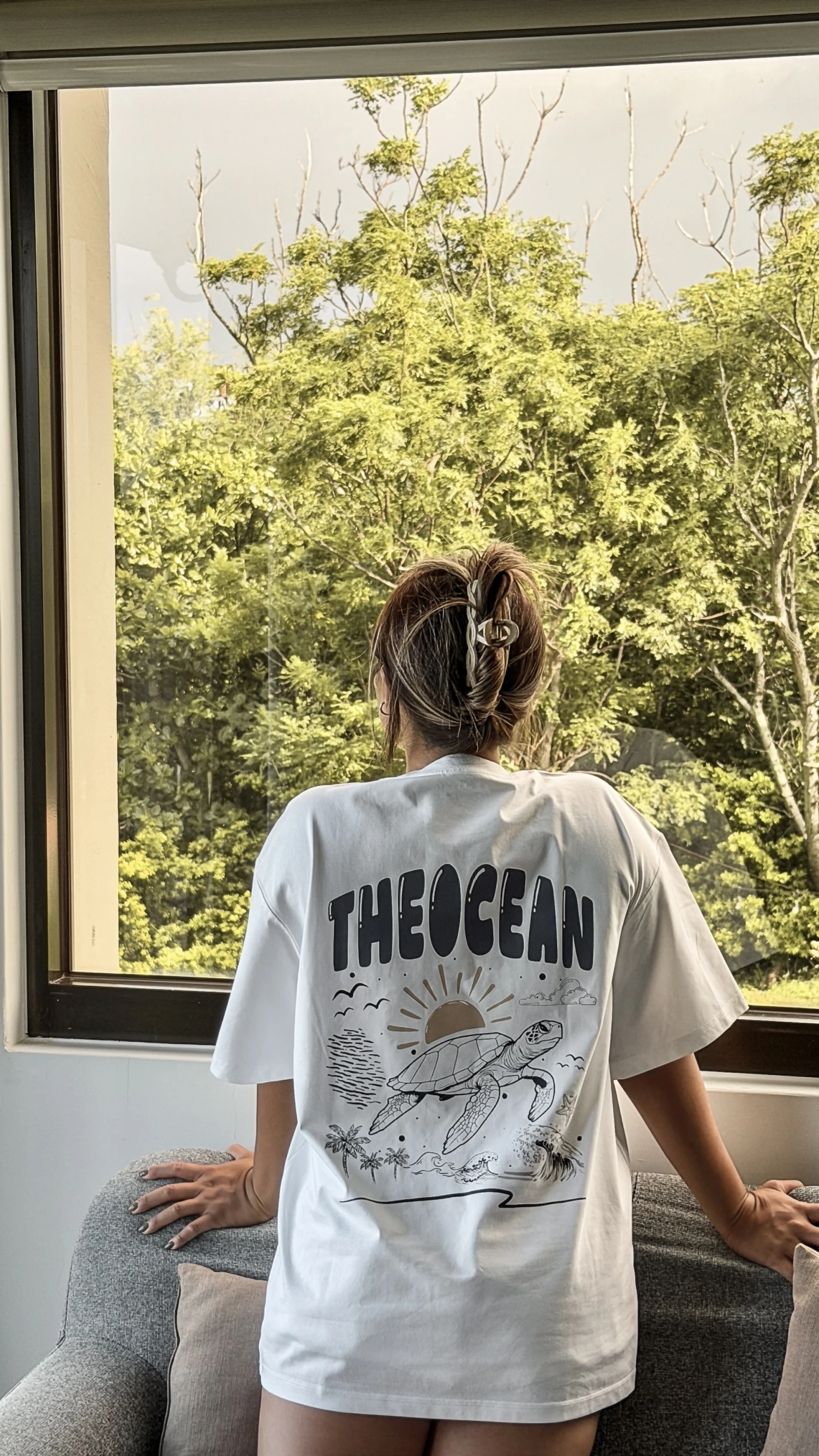【Kai´wa】Ocean Soul ｜ 海龜復古印花 Oversize 落肩短 T