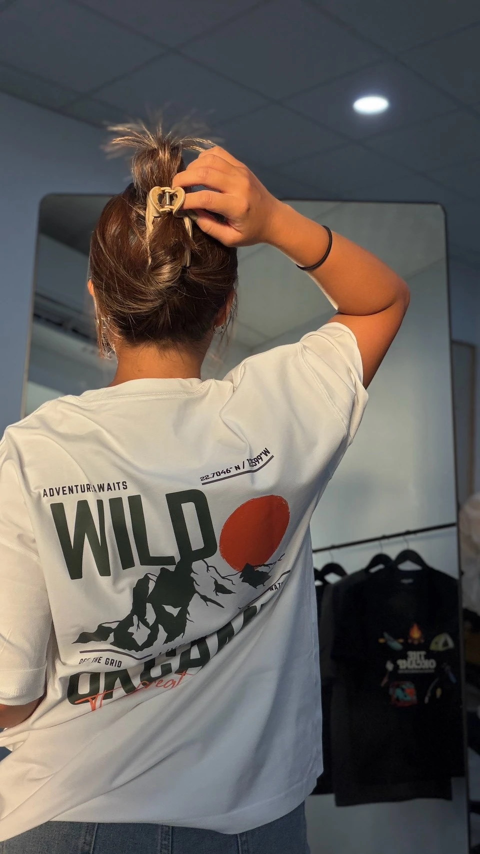 【Kai´wa】WILD Adventure ｜ 日落山脈復古印花 Oversize 落肩短 T