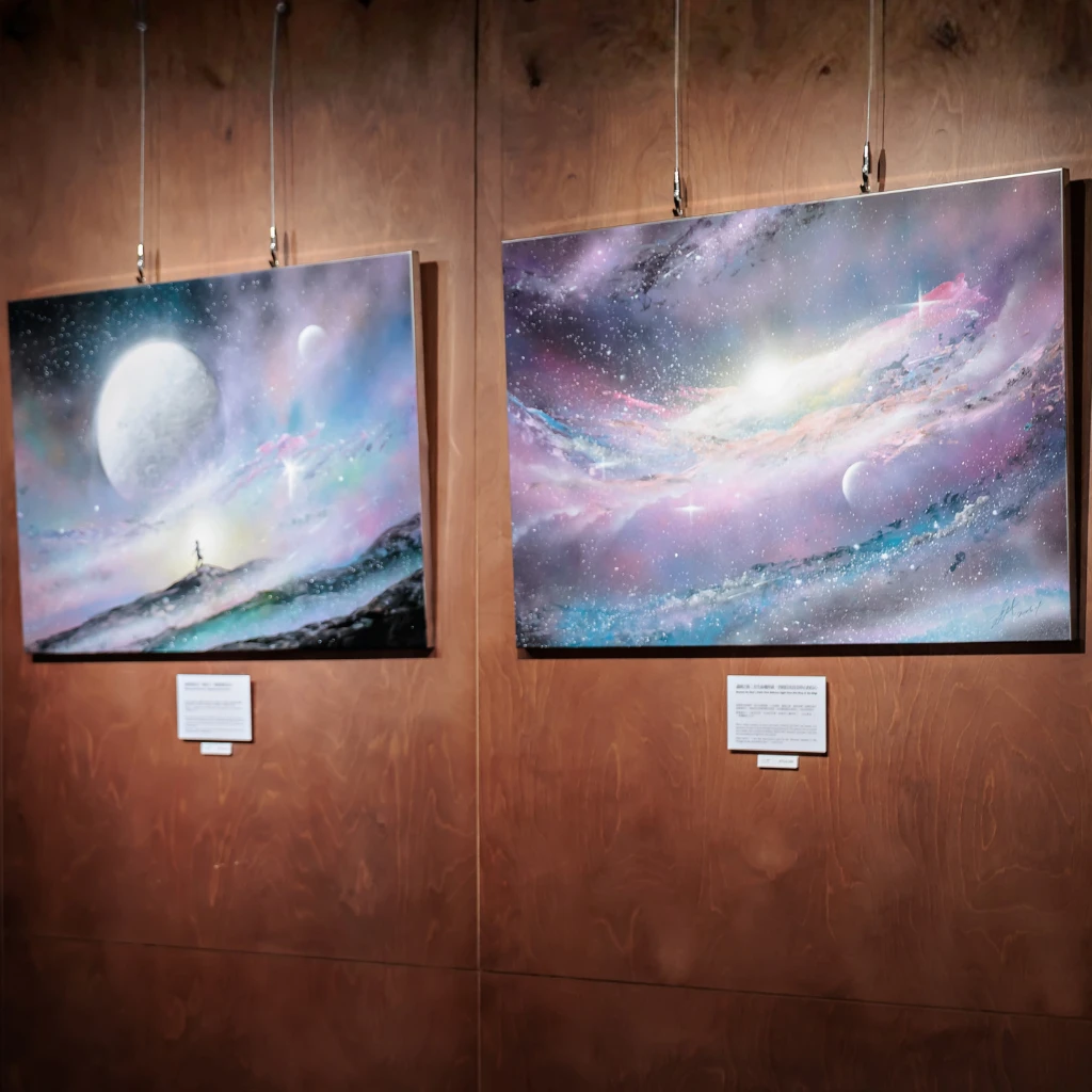 Derex戴永恩與跨蒔咖啡合作個人藝術展覽《跨越之後｜看見自己》牆面掛畫展覽空間