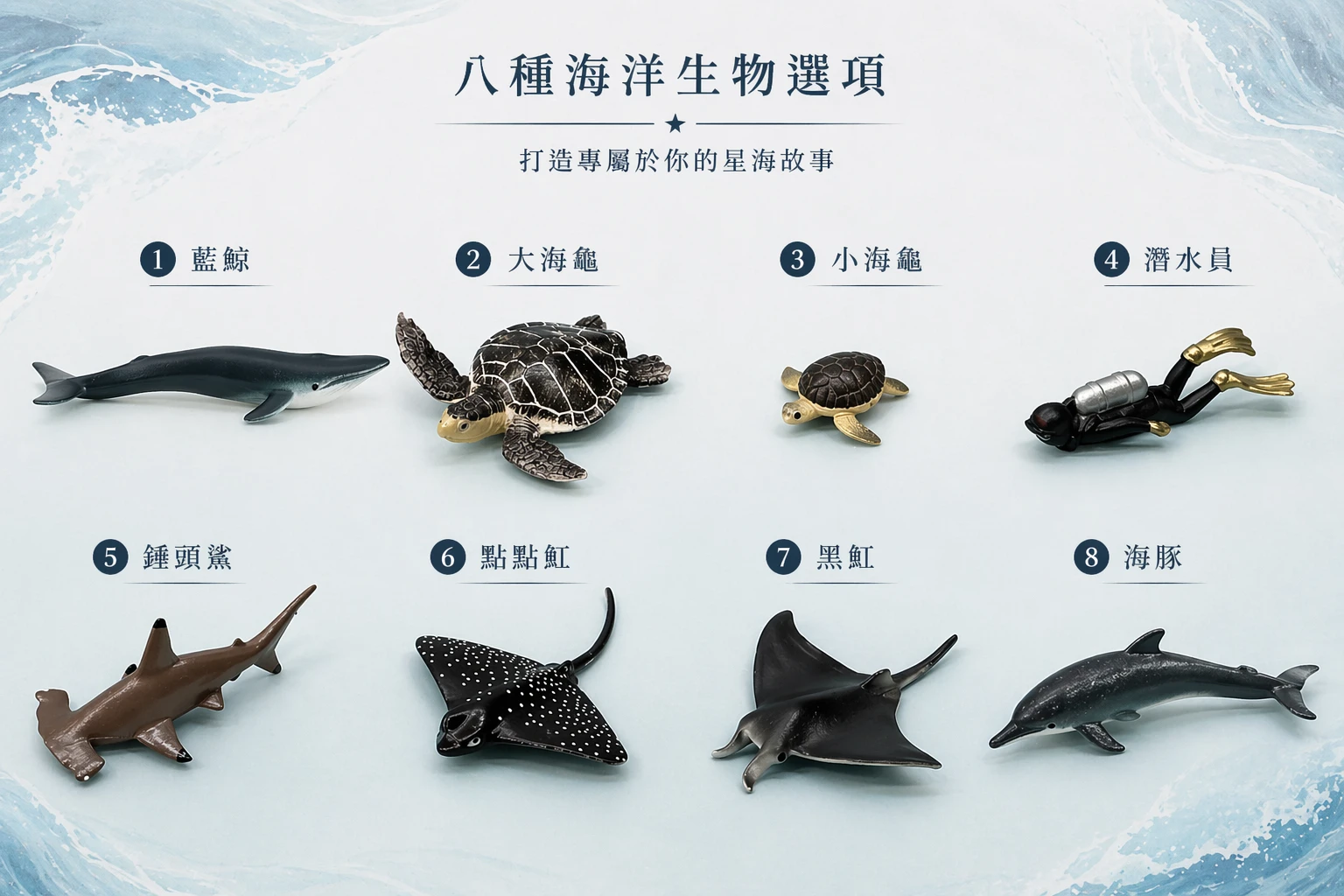 《星海聯名》客製化八種海洋生物挑選