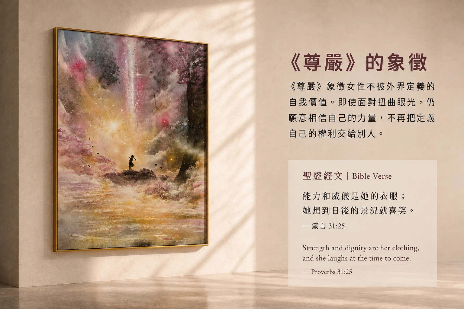 國際當代藝術家Derex原創藝術品《尊嚴Dignity》女性自我價值與內在力量的鏡面噴畫藝術創作理念