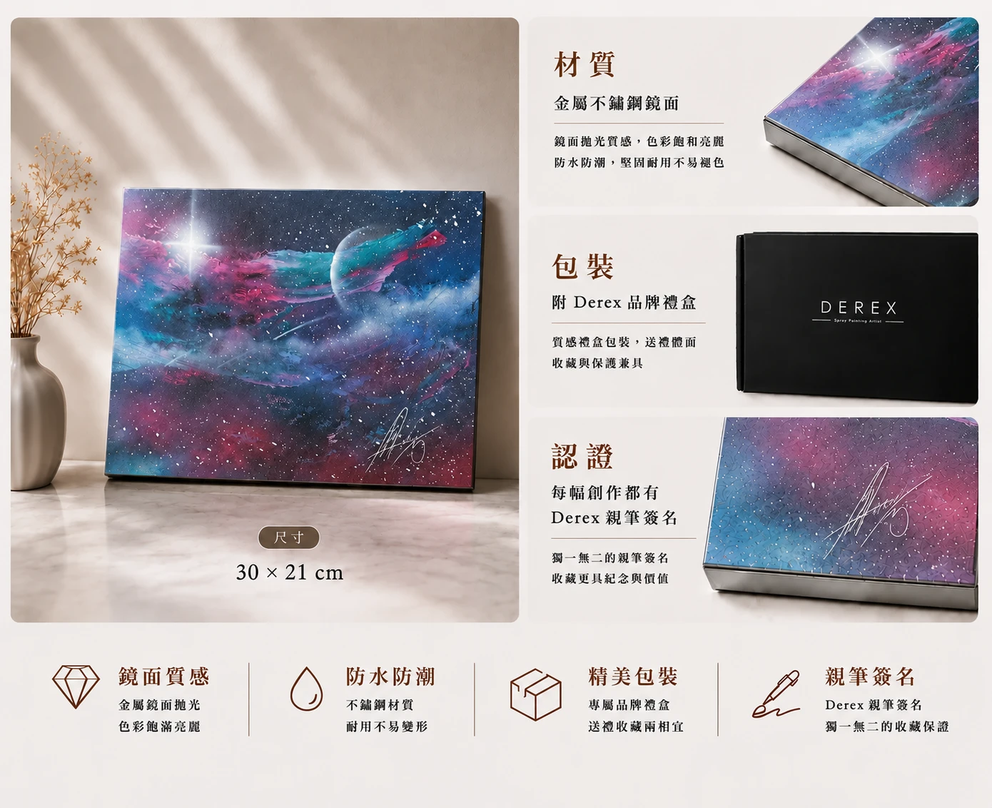國際當代藝術家DEREX戴永恩親手噴畫《希望．星空禮盒｜Starry Sky》每幅皆有親筆簽名