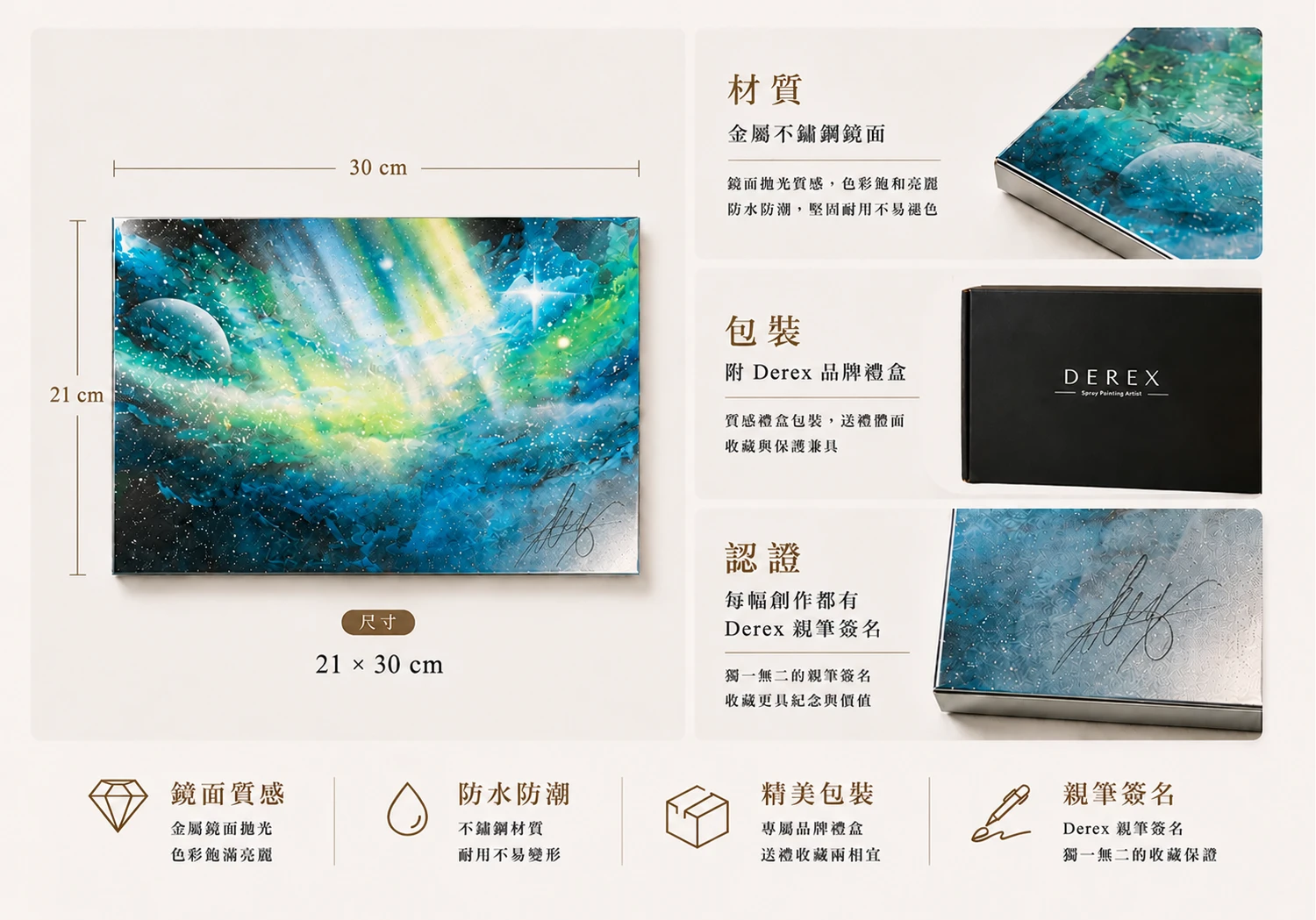 《祝福．極光禮盒｜Aurora》國際當代藝術家DEREX戴永恩尺寸與擺放建議