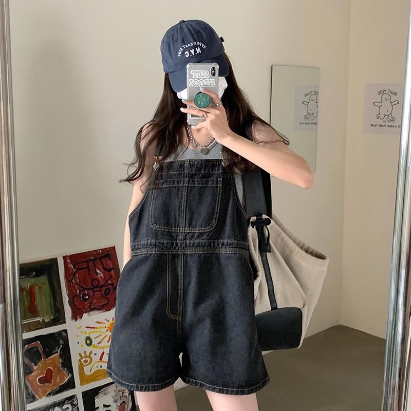CU｜E17 寬鬆直筒背帶褲💙肩帶可調整～百搭日系學院風牛仔連身褲/吊帶褲/短褲