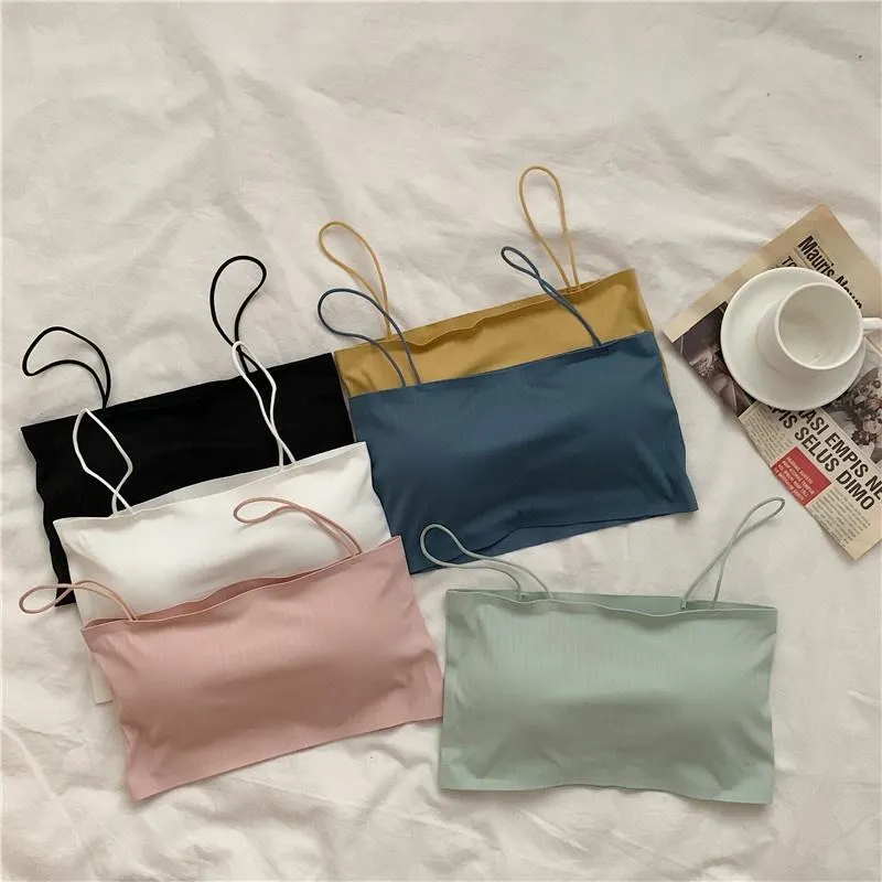 CU｜B75 冰絲無痕細肩帶短款BRA TOP