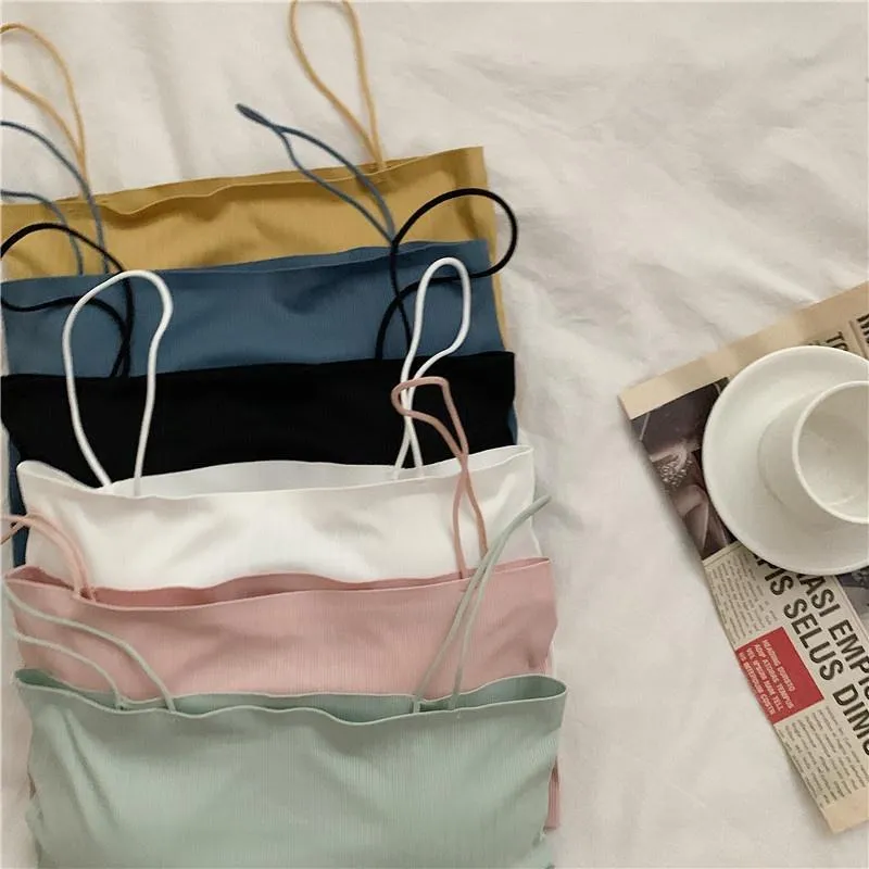 CU｜B75 冰絲無痕細肩帶短款BRA TOP