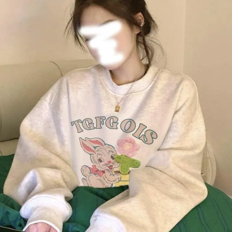 CU｜Z45 日系奶萌小兔子印花大學T
