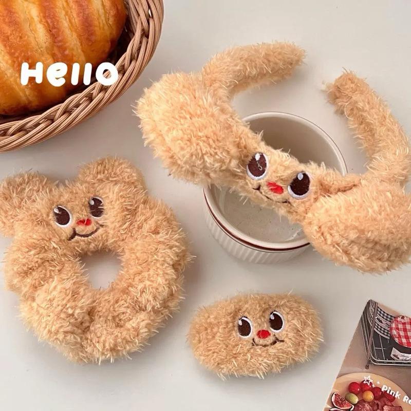 CU｜J09 CU🇰🇷現貨🔥奶油熊小夥伴🐻髮箍 髮圈 髮夾 大腸髮圈 洗臉神器 碎髮夾 瀏海夾 髮飾 可愛組合
