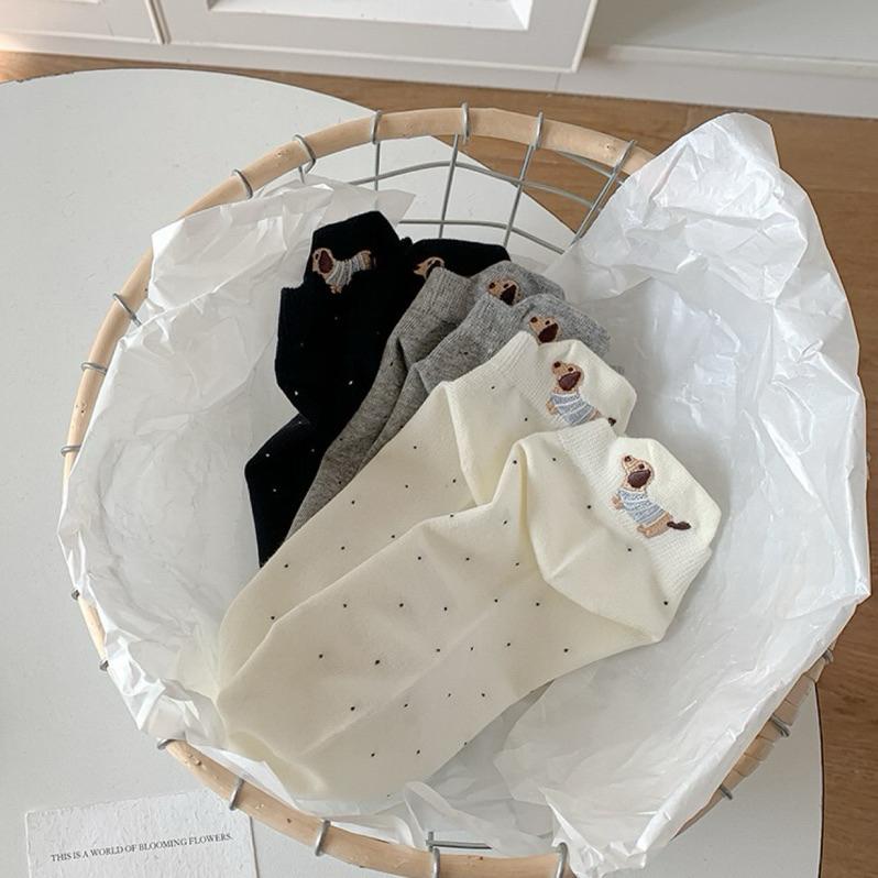 CU｜K91 CU🇰🇷現貨🌶️韓國ins風🐶後跟刺繡 臘腸狗卡通親膚短襪 韓國襪子 學生襪 日系襪子 卡通襪子  隱形襪