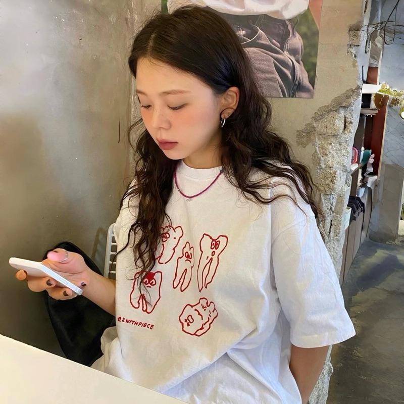 CU｜B189 牙齒仙子🧚‍♀️百搭印花 寬鬆休閒短袖T恤上衣 大學T 短袖T恤 情侶裝 閨蜜裝 印花T