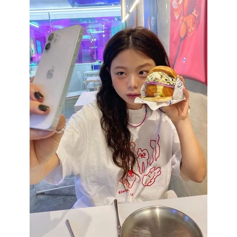 CU｜B189 牙齒仙子🧚‍♀️百搭印花 寬鬆休閒短袖T恤上衣 大學T 短袖T恤 情侶裝 閨蜜裝 印花T