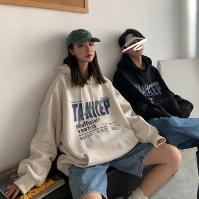 CU｜V15 CU🇰🇷現貨秒出🔥可加絨🔥情侶閨蜜首選❤️秋冬加絨保暖！美式字母印花連帽寬鬆長袖T恤上衣/帽T/大學T