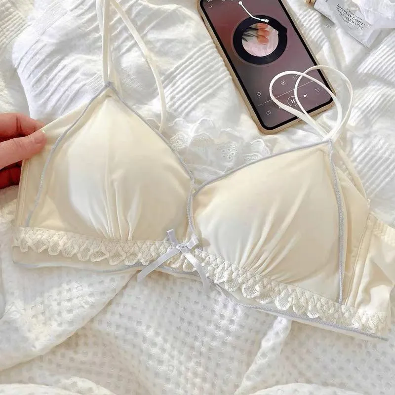 CU｜O86 法式優雅🌹舒適無鋼圈 蕾絲少女 透氣薄款成套內衣/內衣/內褲/罩杯