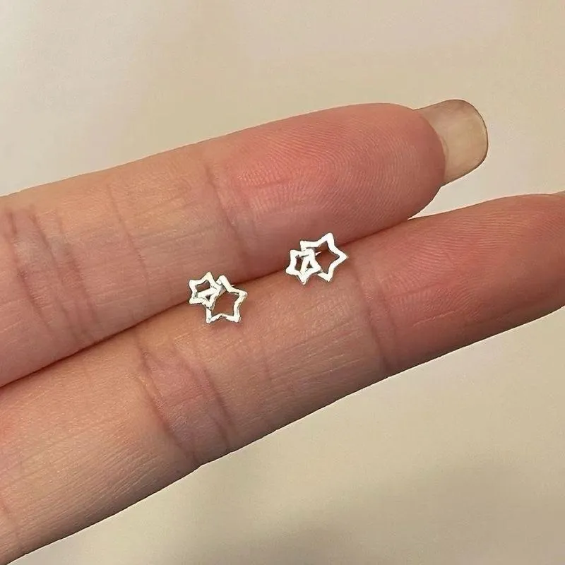 CU｜A203 雙層五角星耳環⚡️韓系輕奢高級感 耳釘 耳環 耳針