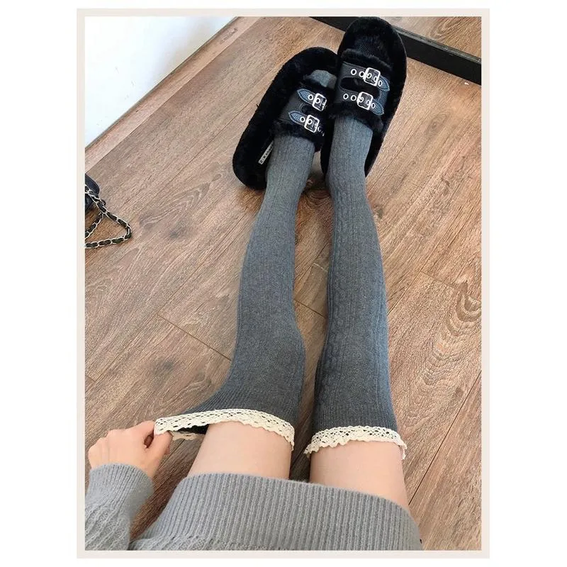 CU｜K71 蕾絲花邊過膝襪🖤日系蘿莉塔風小腿襪 長襪 堆堆襪 芭蕾風襪子 膝上襪