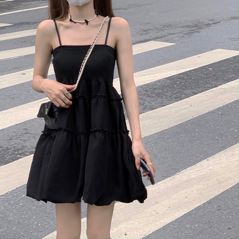 CU｜O27 超美黑白百搭🖤法式蓬蓬小黑裙～吊帶連身裙/短裙/洋裝