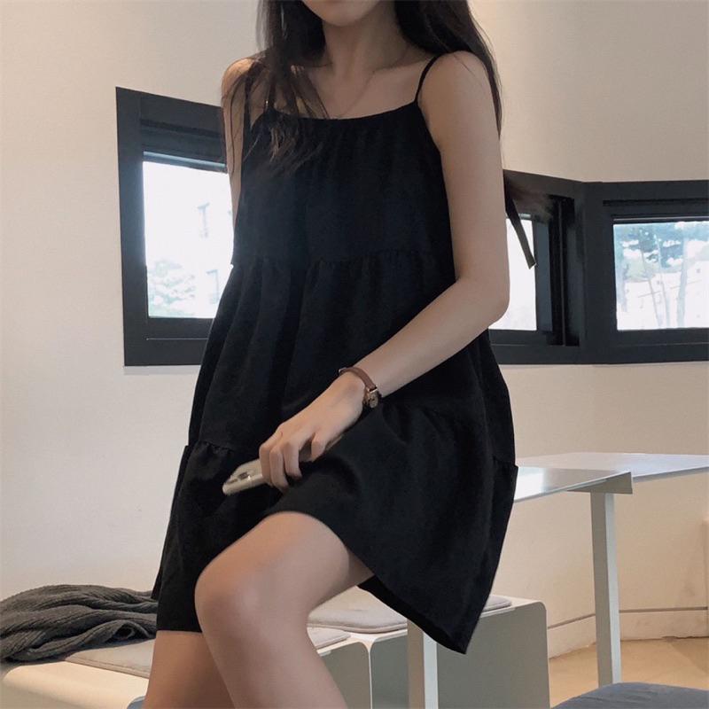 CU｜O42 黑白純淨🧚‍♀️ 綁帶洋裝/甜美細肩帶短洋裝/蓬蓬連身裙