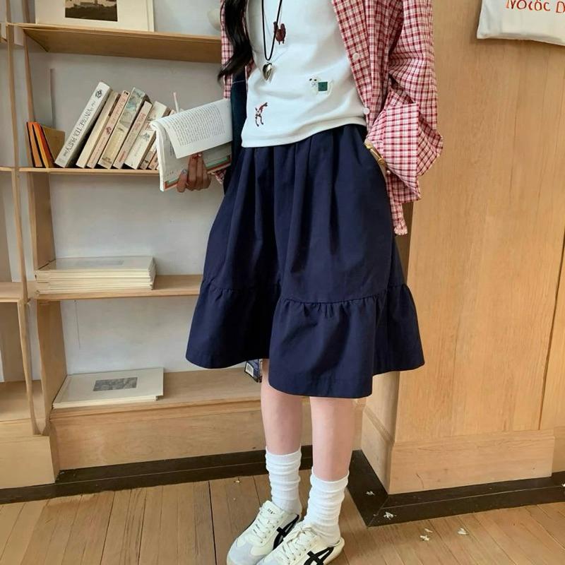 CU｜D116 文藝感層次裙鬆緊腰 休閒中裙 半身裙 傘裙 蓬蓬裙